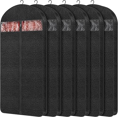 Miniatura 8 de Paquete de 4 bolsas de ropa de 42 pulgadas para colgar ropa, viajes, bolsas de vestir transparentes para vestidos largos, bolsas de traje para