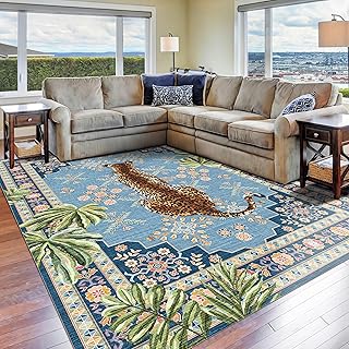 Eclectic Rug, Cheetah Area Rug 5x7 Leopard Print Maximalist Animal Print...