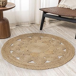 JONATHAN Y RNF100A-3R Cassia Round Natural Jute Boho Circle Indoor Area Rug Bohemian Geometric Solid Easy Cleaning Bedroom Kitchen Living Room Non Shedding, 3' Round, Natural - Buy now