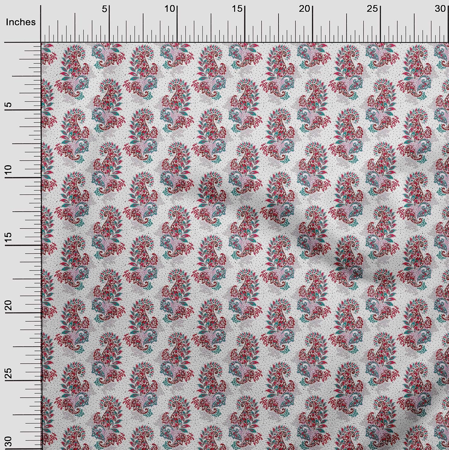 oneOone Georgette Viscose Maroon Fabric Paisleys Fabric for Sewing Printed Craft Fabric By The Yard 42 Inch Wide