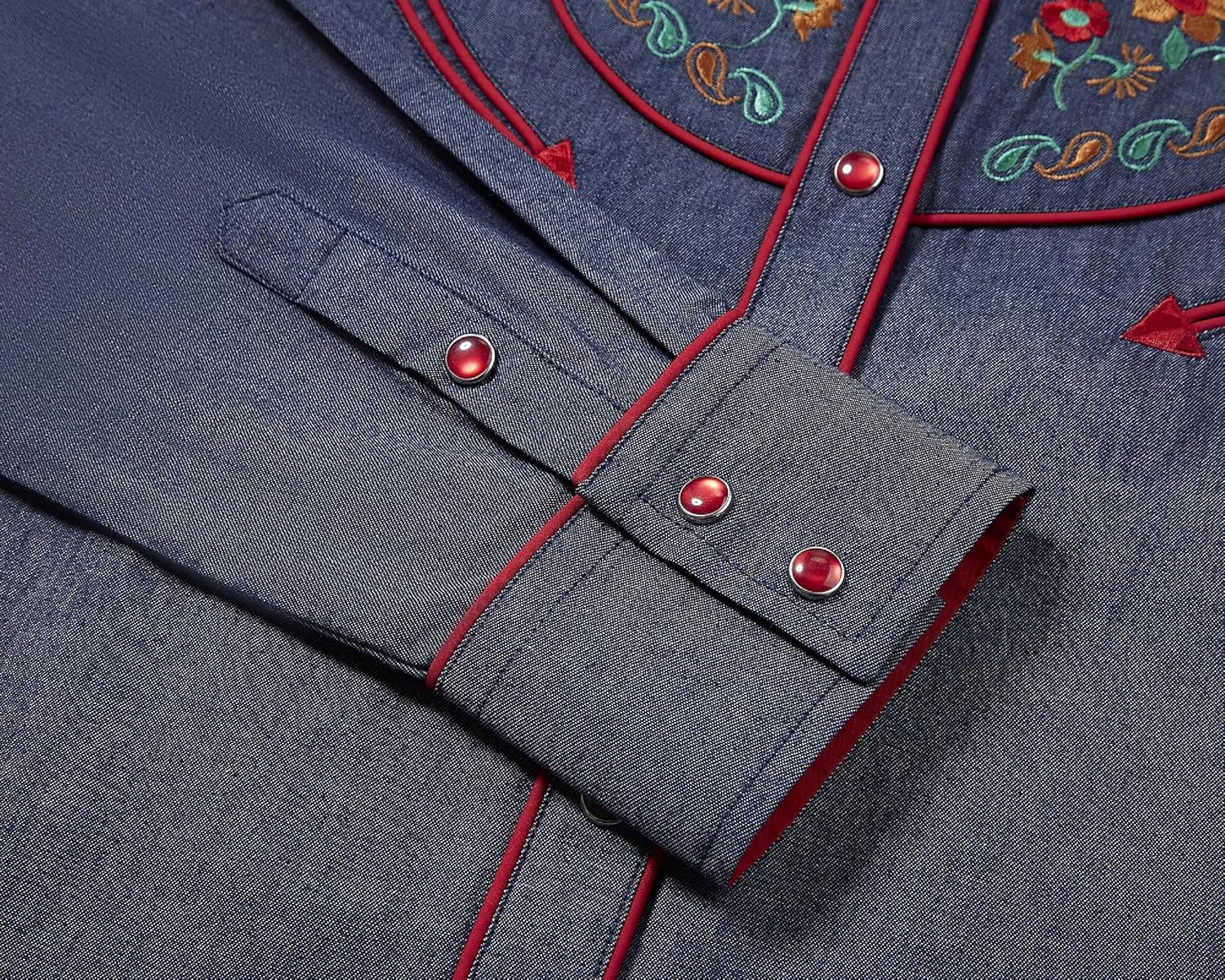 SALVAJE OESTE Women's Embroidered Western Cowgirl Slim Fit Shirt Long Sleeve Snap Button Down Shirt with Embroidery - Image 6