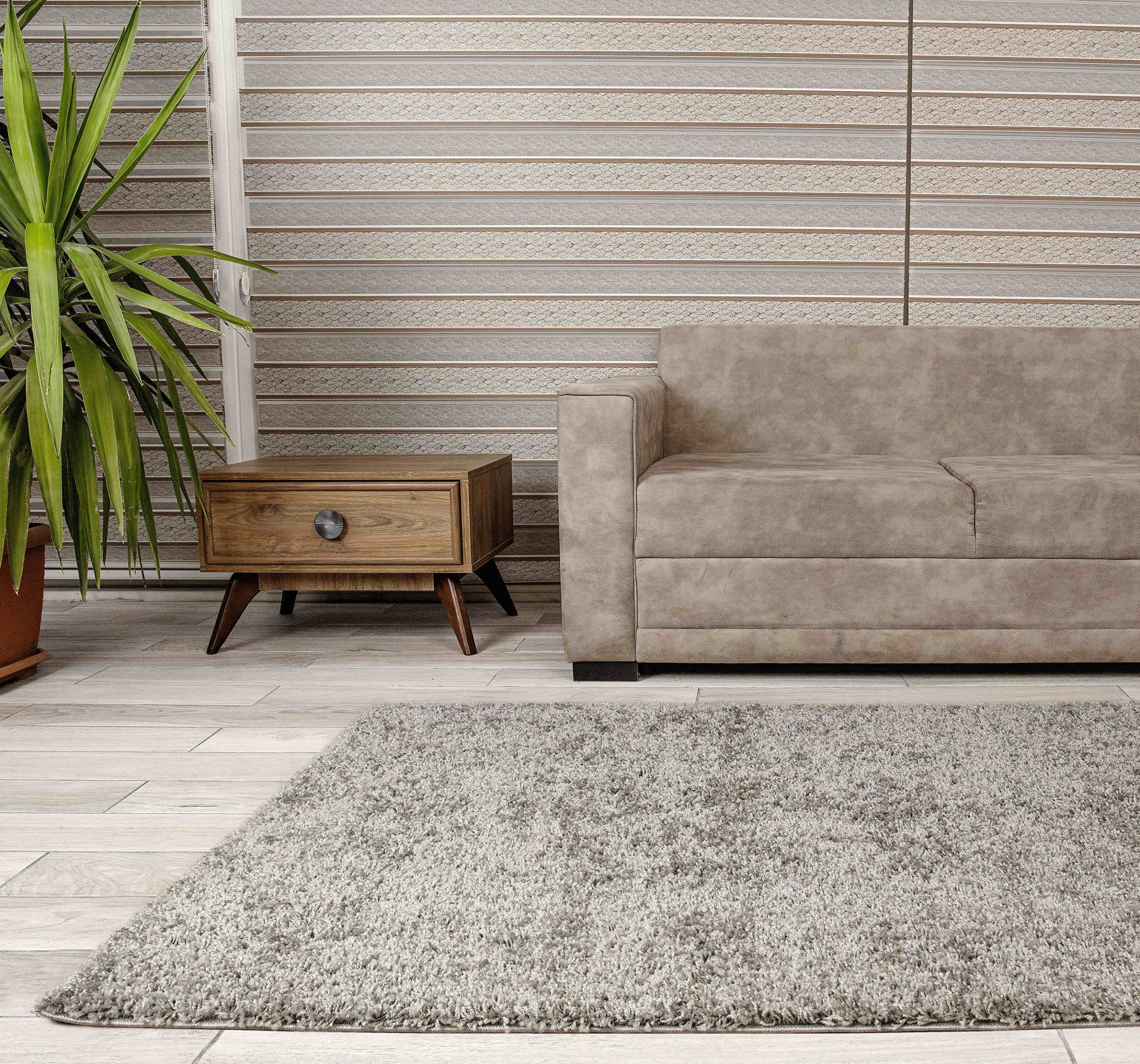homeart Area Rug - Super Soft Shaggy Rugs For The Living Rooms, Bedrooms And Kitchen - Modern, Easy To Clean Carpet - 200x290 cm, Silver Grey