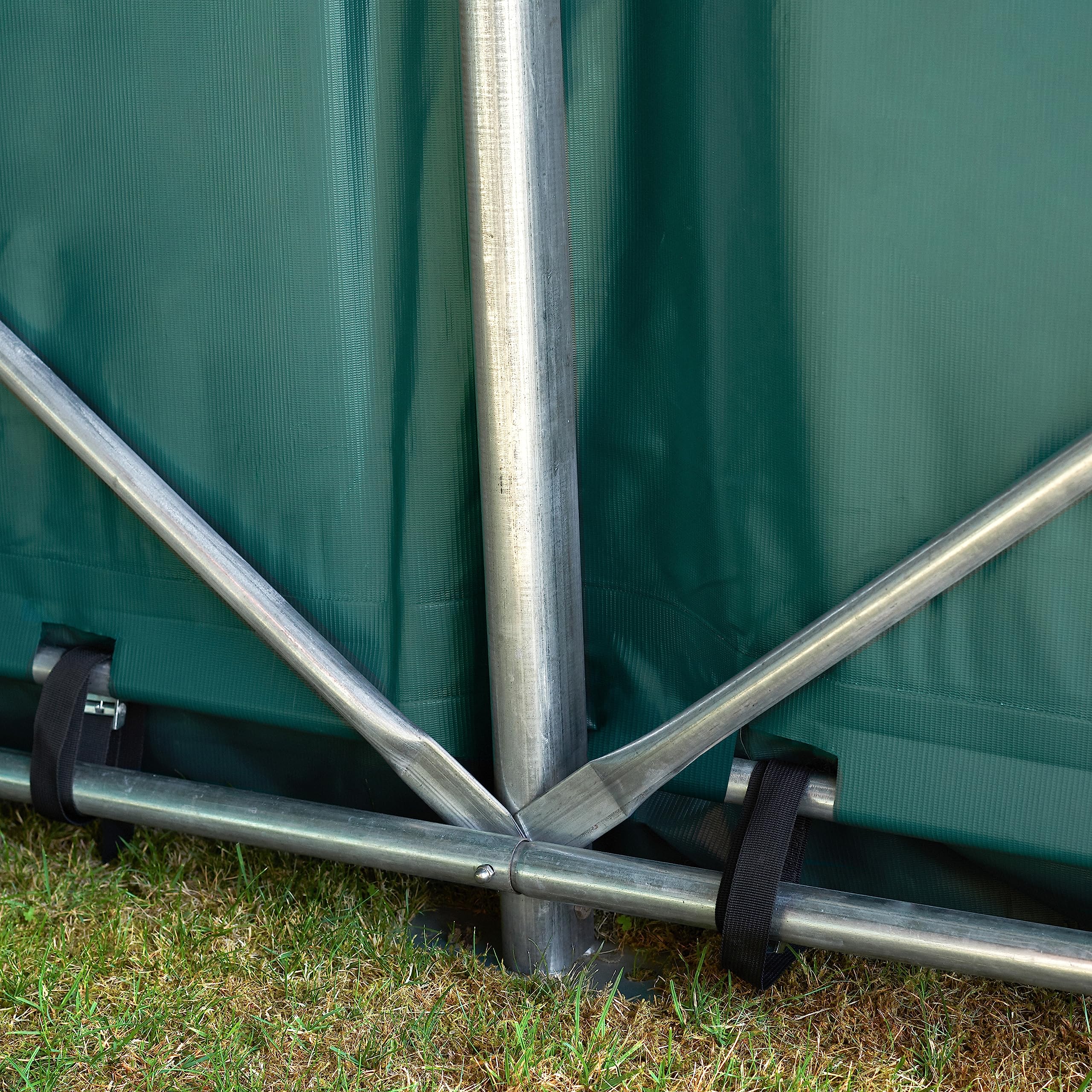 TOOLPORT Weideunterstand 4x4 m PVC Plane 850N Lagerzelt Unterstand grün für Erduntergrund