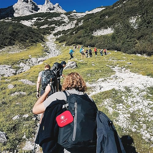 Miniatura 8 de Mini botiquín de primeros auxilios  120 piezas de carcasa dura impermeable pequeño kit médico para automóvil, hogar, oficina, viajes, camping,