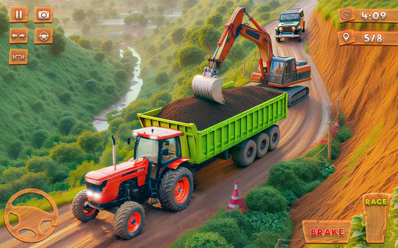 Cargo Tractor Trolley Game, Hill Tractor Trolley Simulator, Tractor