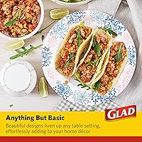 Vista 4 de Glad Platos desechables redondos de papel para todas las ocasiones, a prueba de remojo, a prueba de cortes, aptos para microondas, resistentes, 8.5