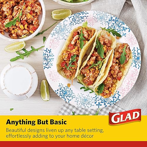 Miniatura 6 de Glad Platos de papel desechables redondos para todas las ocasiones a prueba de remojos a prueba de cortes platos desechables resistentes para