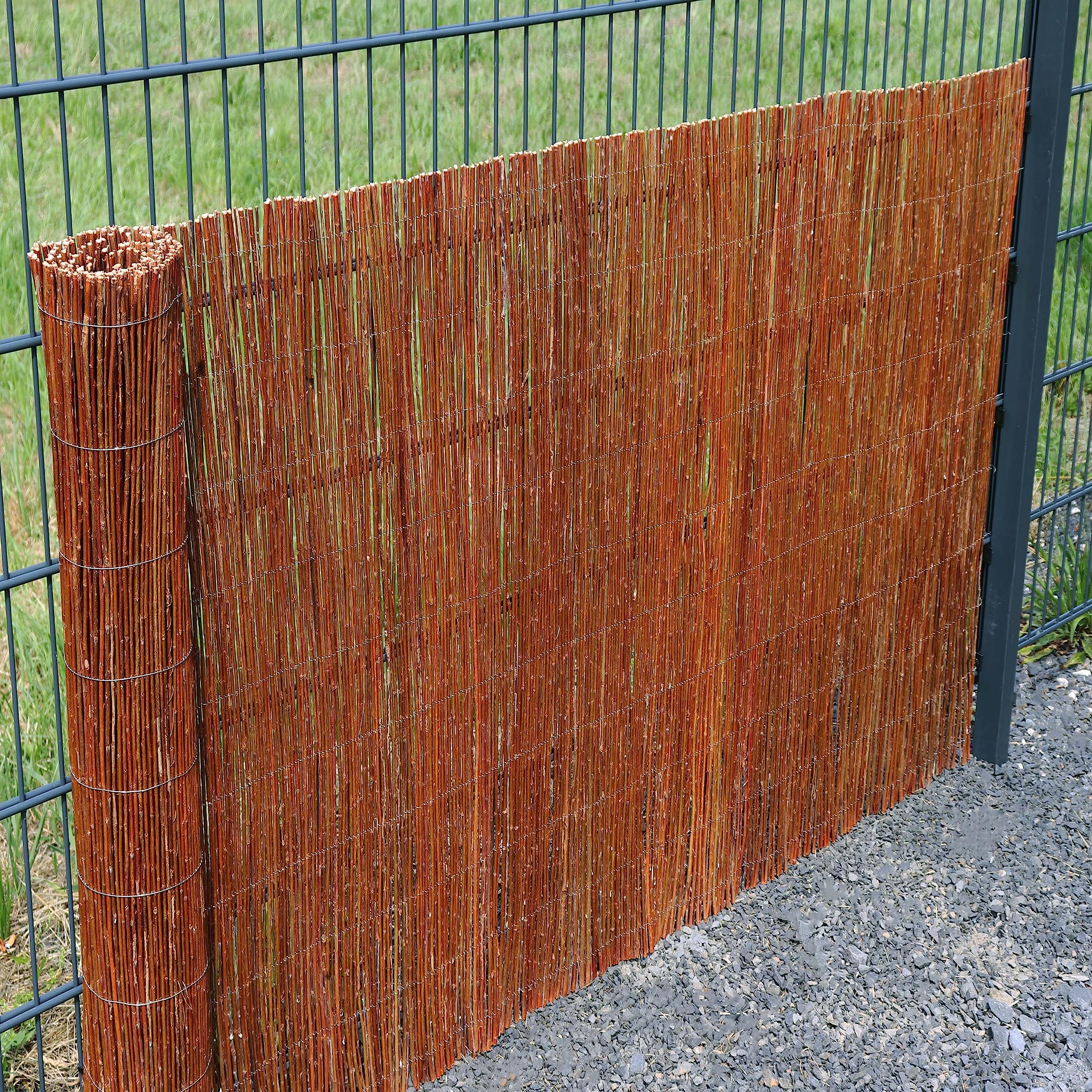 Aquagart Esterilla de mimbre, de mimbre, diferentes alturas, protección visual natural para jardín, balcón y terraza, valla de mimbre con tensión de alambre, valla de protección visual (5 m x 150 cm)