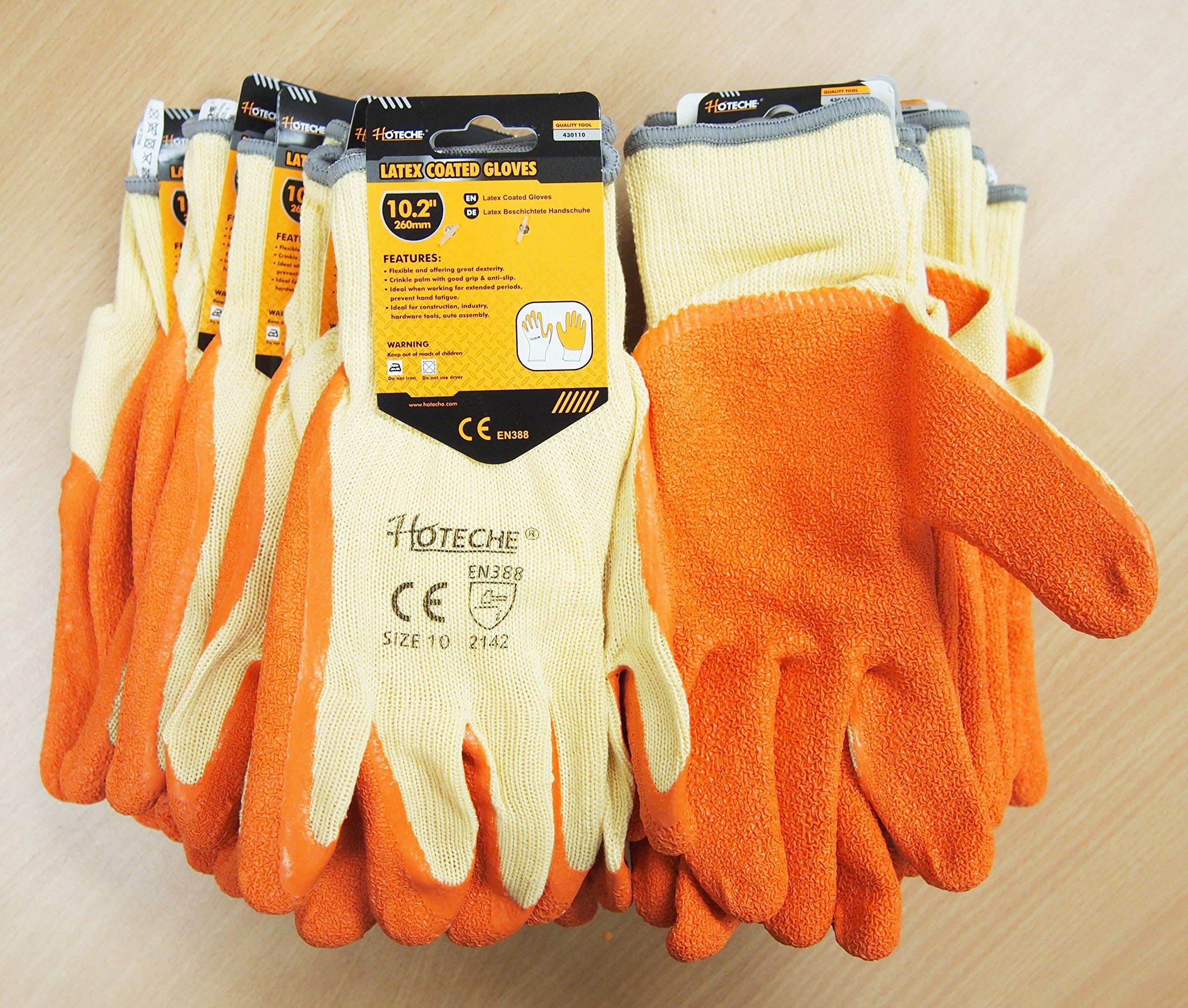 12 Pairs Latex Coated Knit Cotton Work Gloves Large size