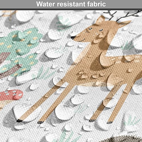 Miniatura 6 de Lunarable Tela de bosque por The Yard, diseño de oso dibujado a mano, búho, erizo, hongo, alce, conejos, amigos, tela decorativa para tapicería y