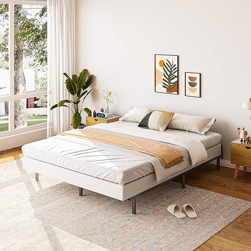 Miniatura 7 de Solo somier, estructura de metal resistente de perfil bajo de 5 pulgadas con funda de cama de tela fácil de limpiar, antideslizante, sin ruido,