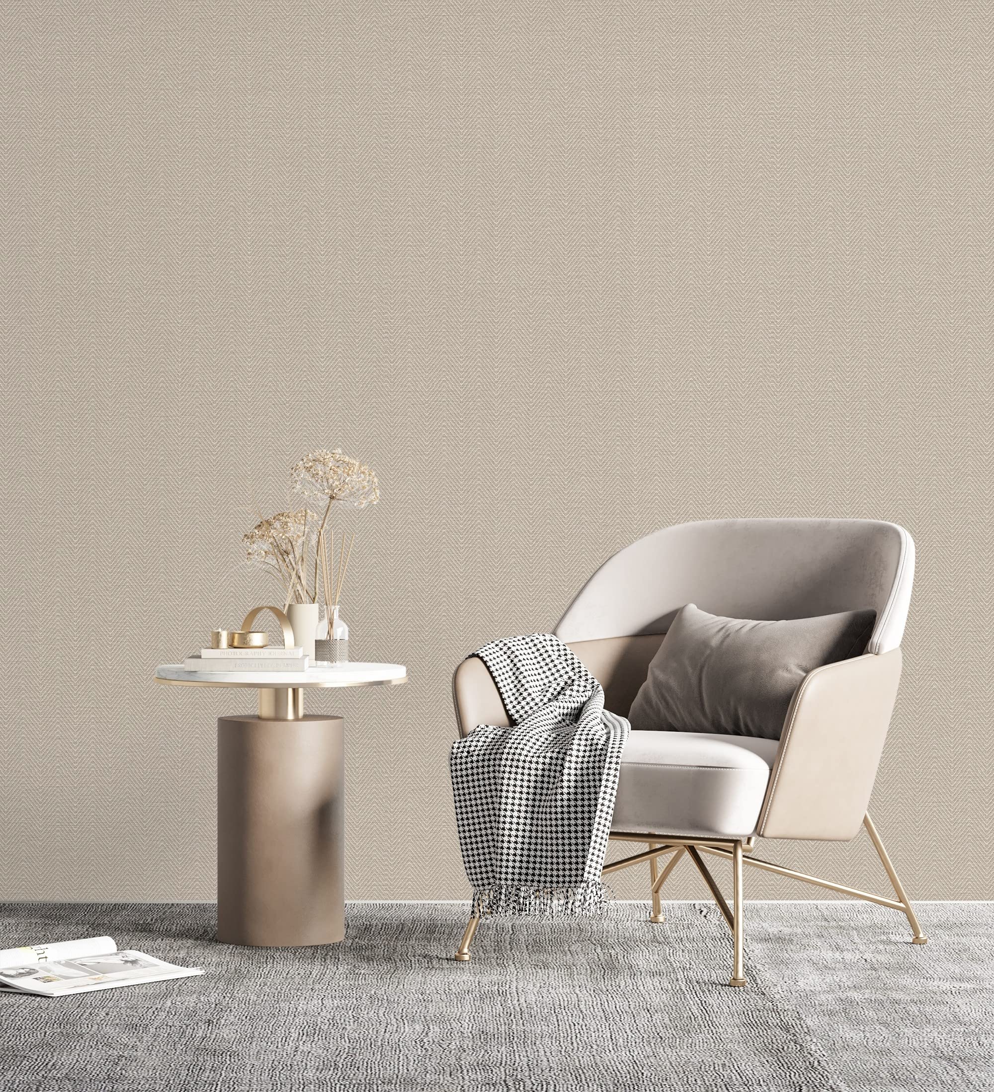 GAULAN 680977 - Papel pintado vinílico lavable de espigas con textura en relieve para pared salón cocina baño dormitorio pasillo - Rollo de 10 m x 1,06 m
