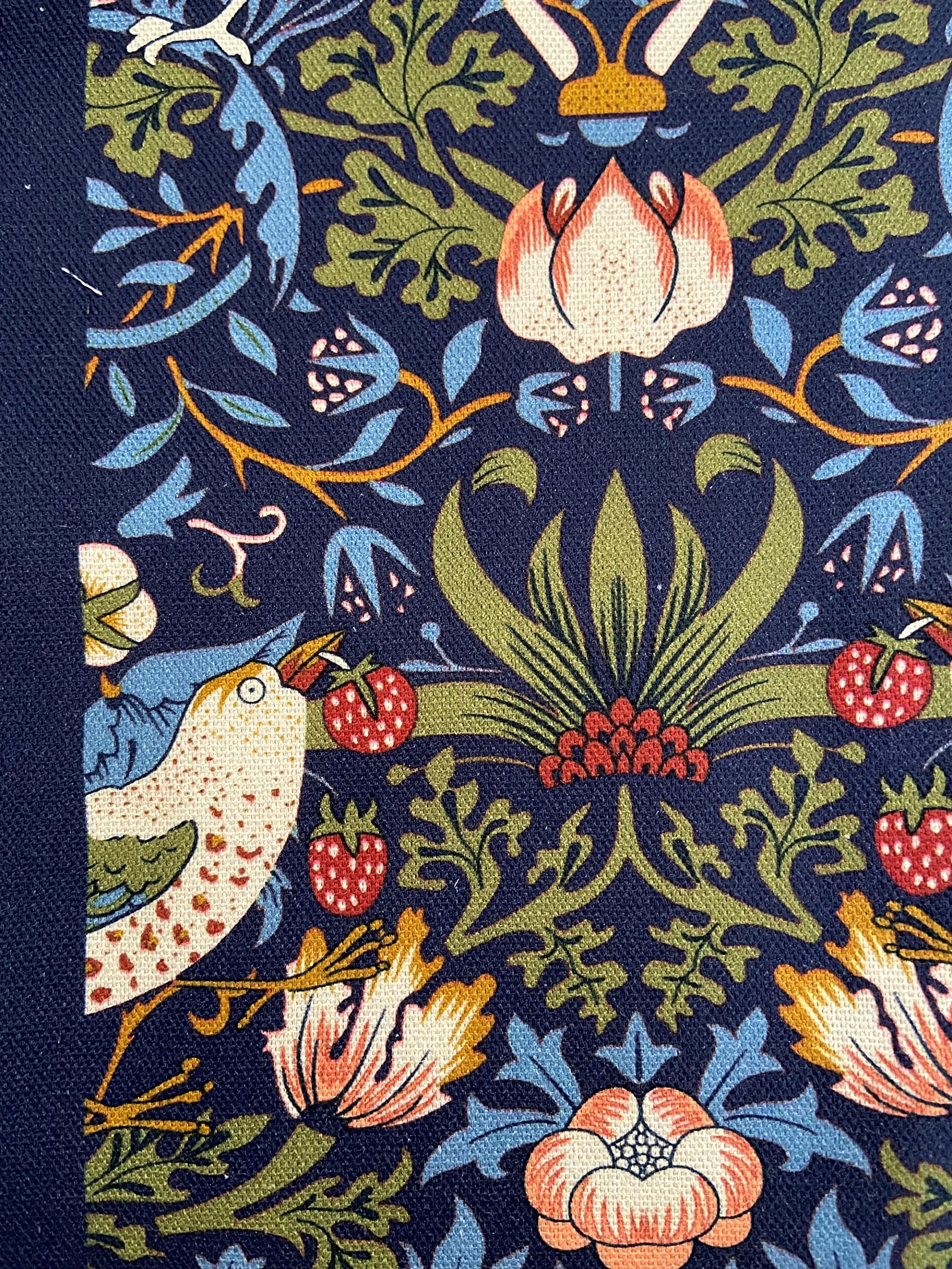 Jansons Direct Linens 2 x 100% Cotton Strawberry Thief Kitchen Tea Towel in Navy Blue 50cm x 70cm William Morris Gallery