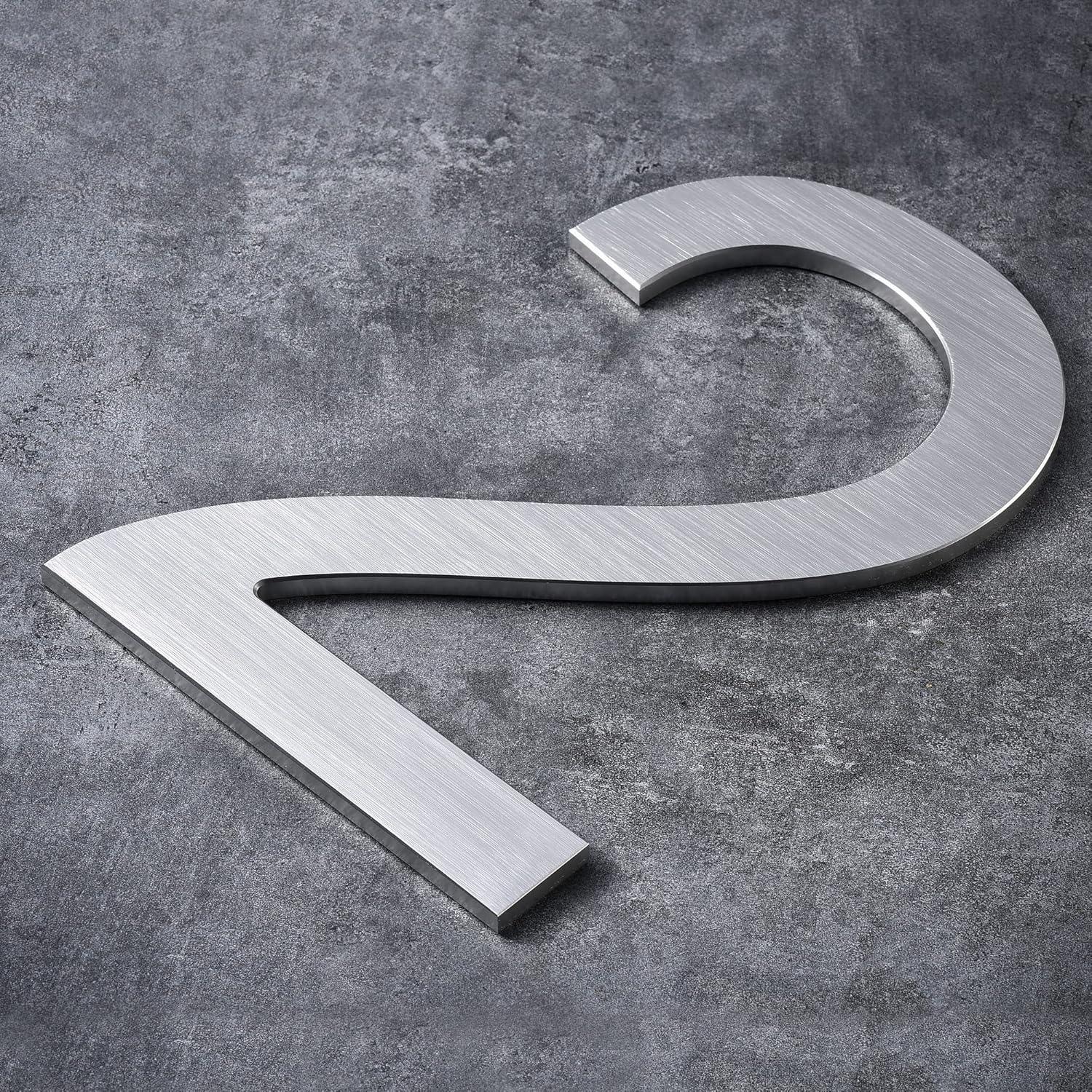 BetLight Modern House Numbers -10 Inch Floating Home Address Number of Outside/Polished Brushed Aluminum Finish/Silver Number 2