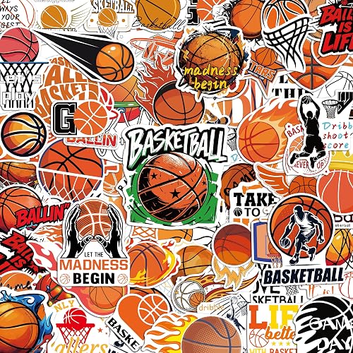 LINAYE 150 PCS Basketball Stickers Vinyl Waterproof Non-Repeating Adhesive Basketball