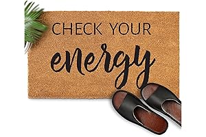 Joseline Hernandez Coir Doormat “Check Your Energy”