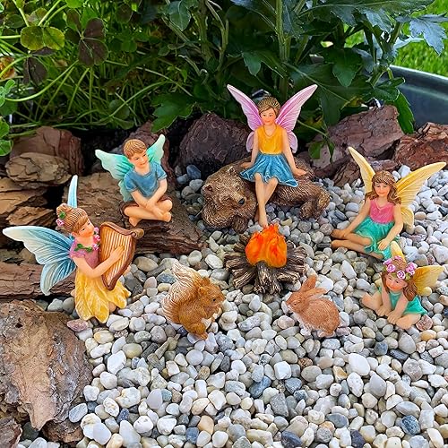 Miniatura 7 de Mood Lab Fairy Garden - Accesorios de figuras de hadas en miniatura - Kit de camping de 9 piezas - Juego para decoración al aire libre o de la casa