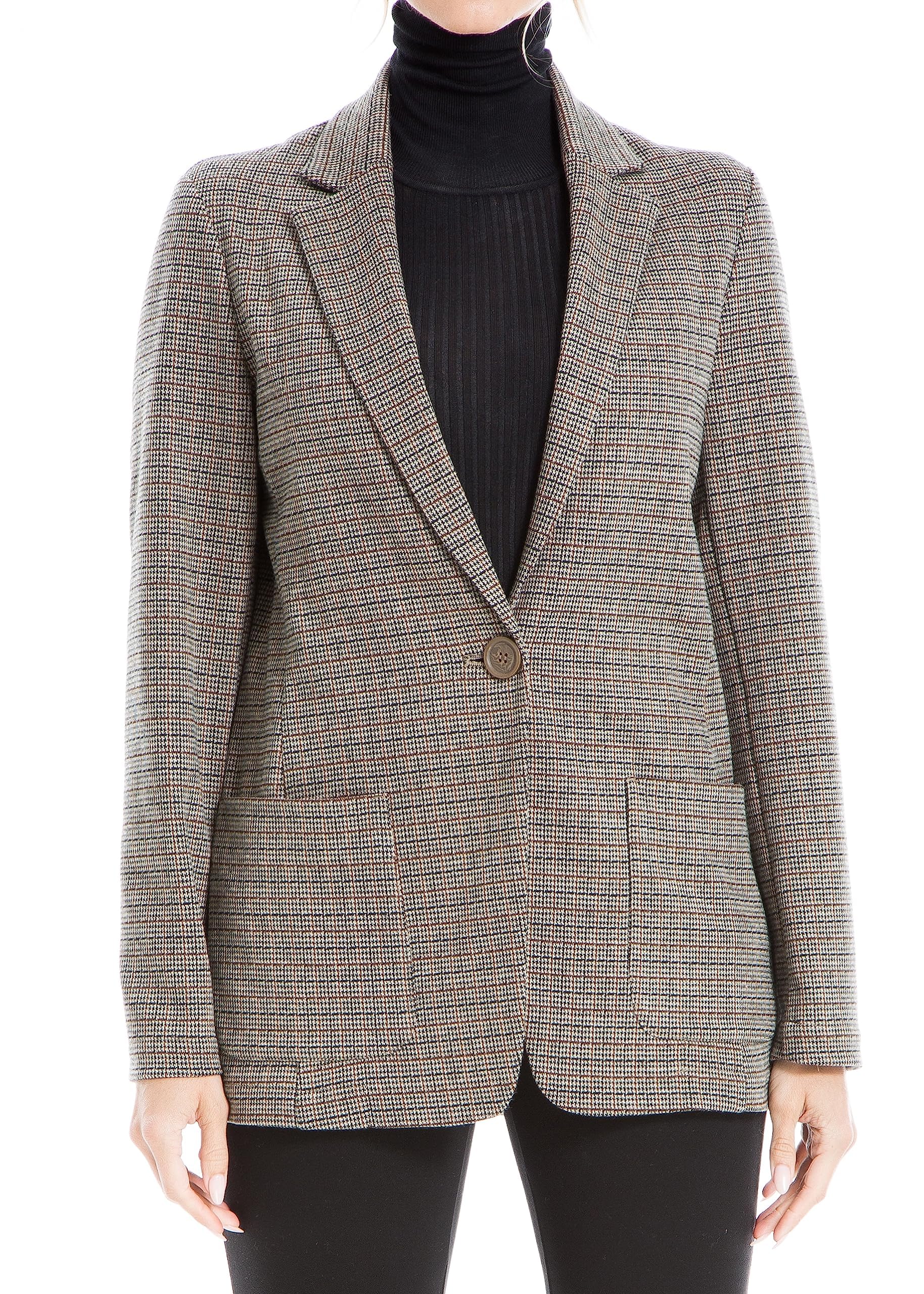 Max Studio Womens Double Knit One Button Blazer