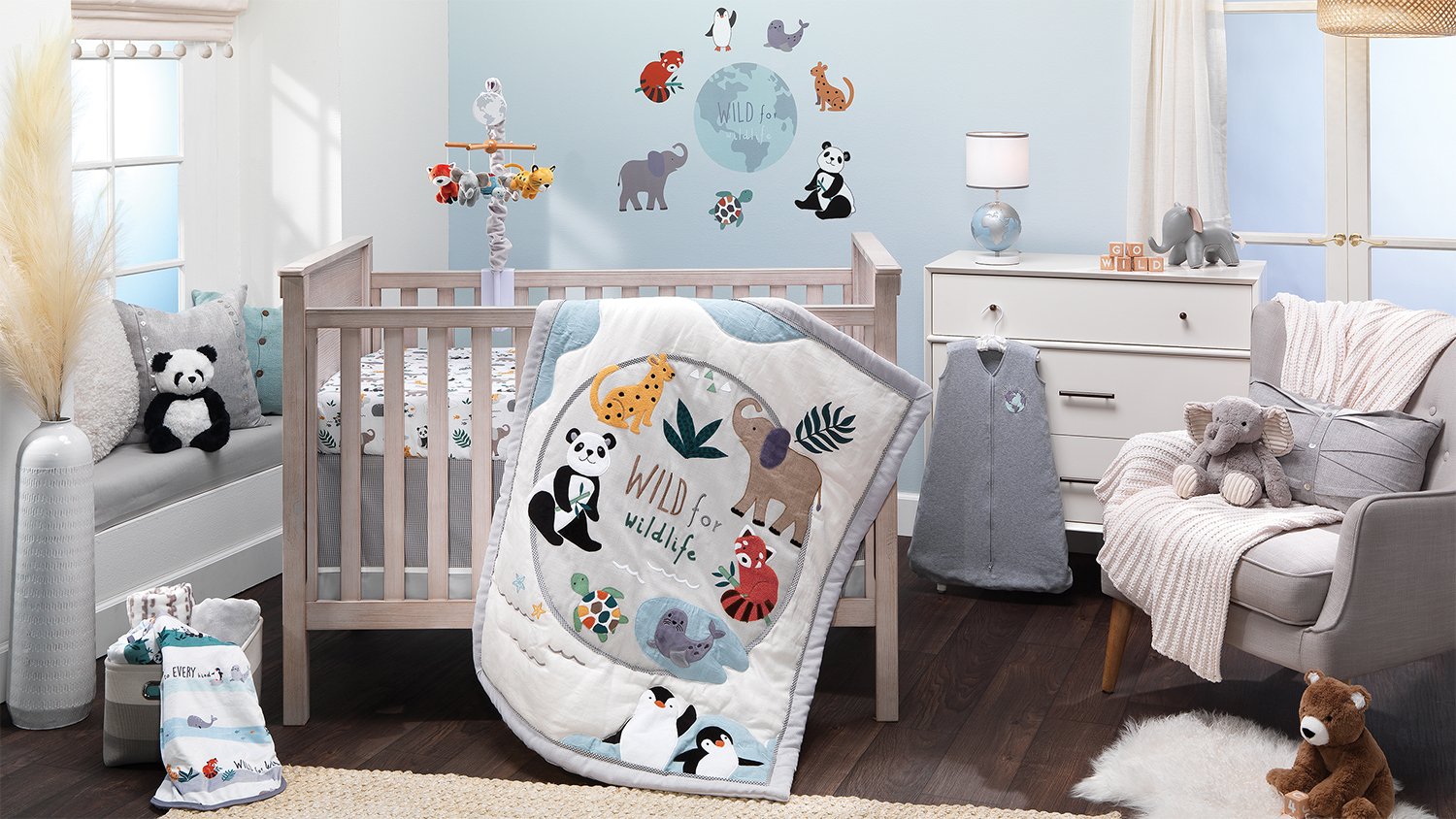 Mini Crib Lambs Ivy Woodland Forest Animal Nursery 5-Piece Baby