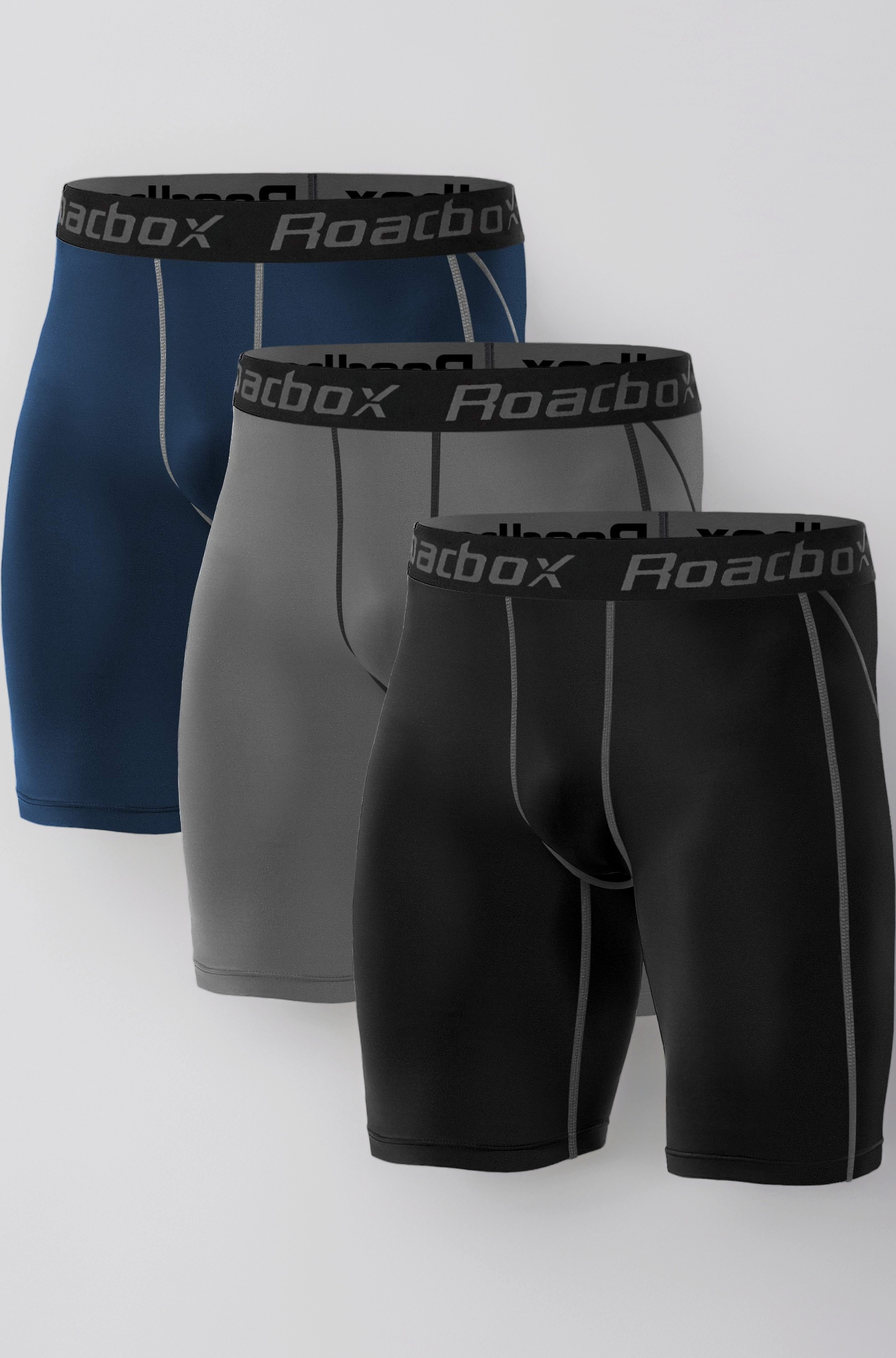 Roadbox Compression Shorts for Men 1 or 3 Pack Athletic Workout Underwear Running Gym Spandex Baselayer Boxer Briefs