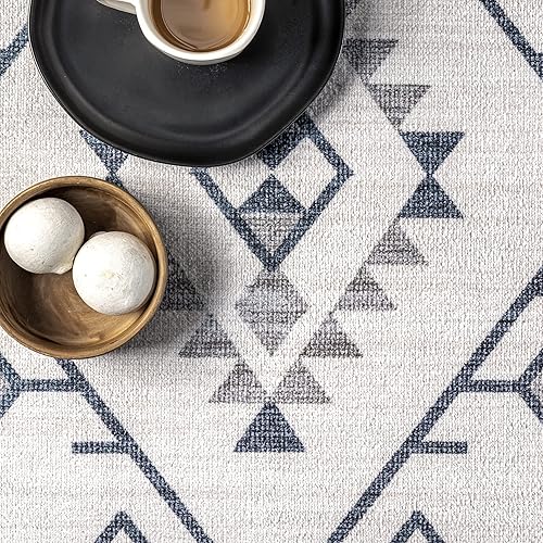 Miniatura 7 de nuLOOM Evalyn Southwestern - Alfombra lavable a máquina, 4 x 6, color crema