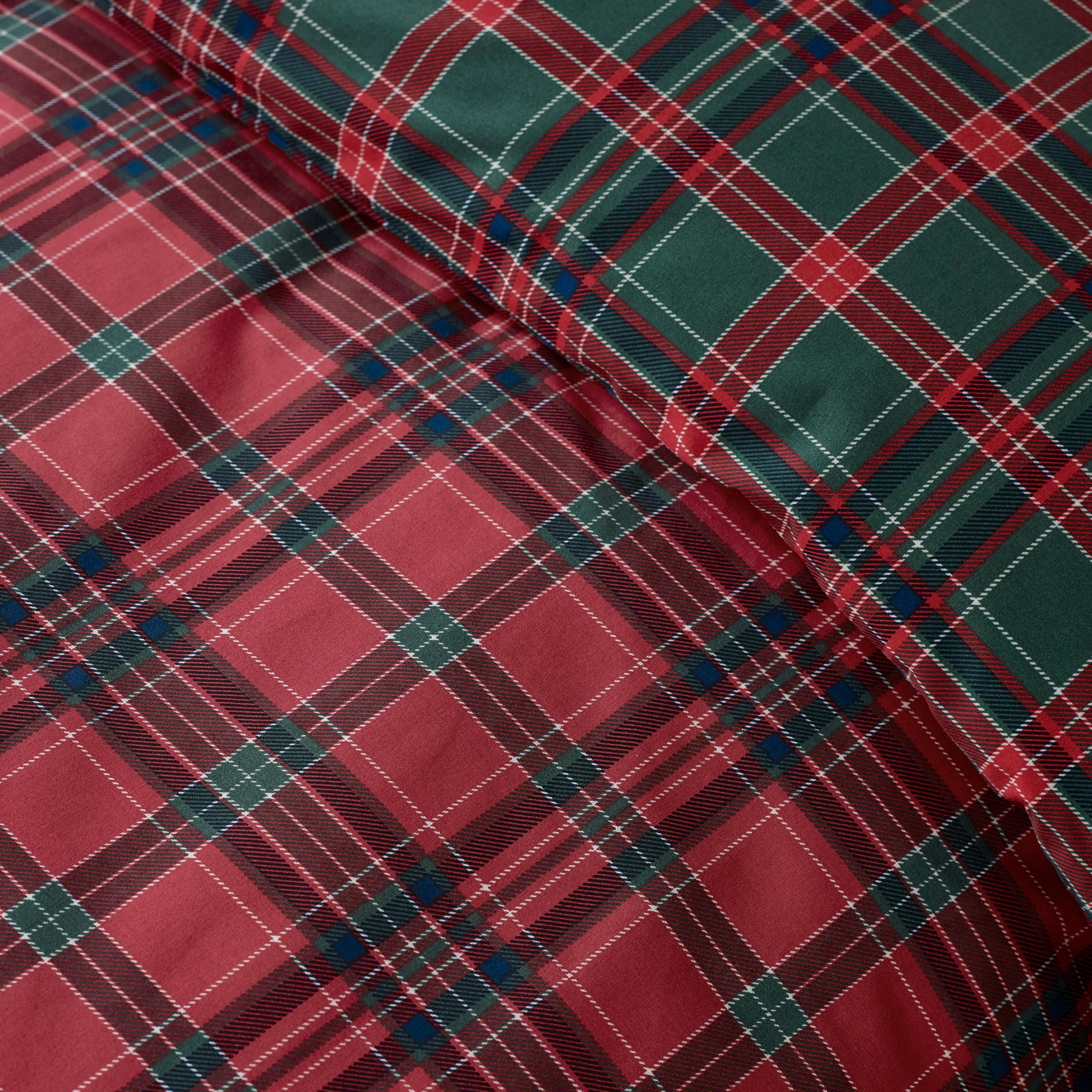 Catherine Lansfield Set copripiumino per letto king size, motivo scozzese, rosso/verde