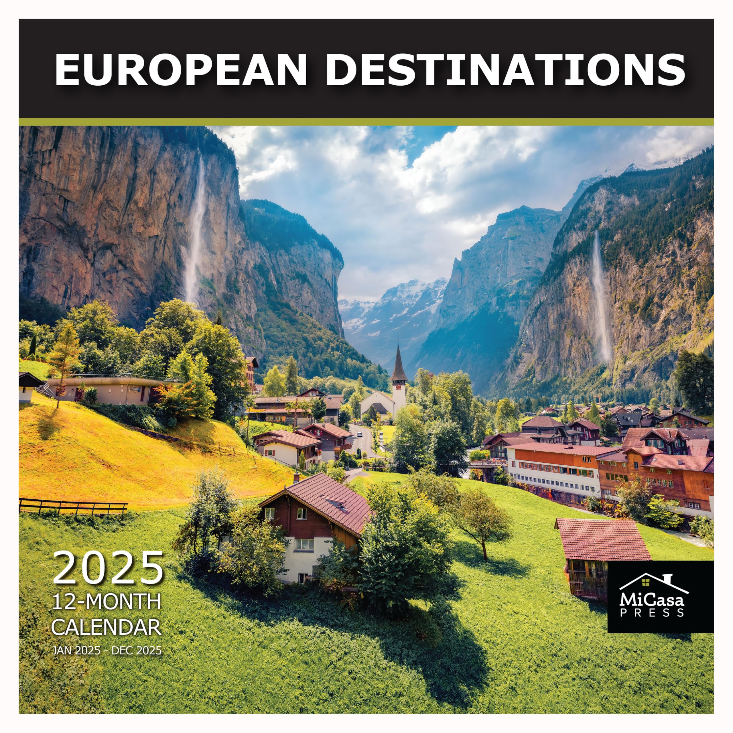 MICASA PRESS - European Destinations 2025 Wall Calendar 12 Month | 12" x 24" Open | Thick &amp; Sturdy Paper | Giftable | Calendar 2025