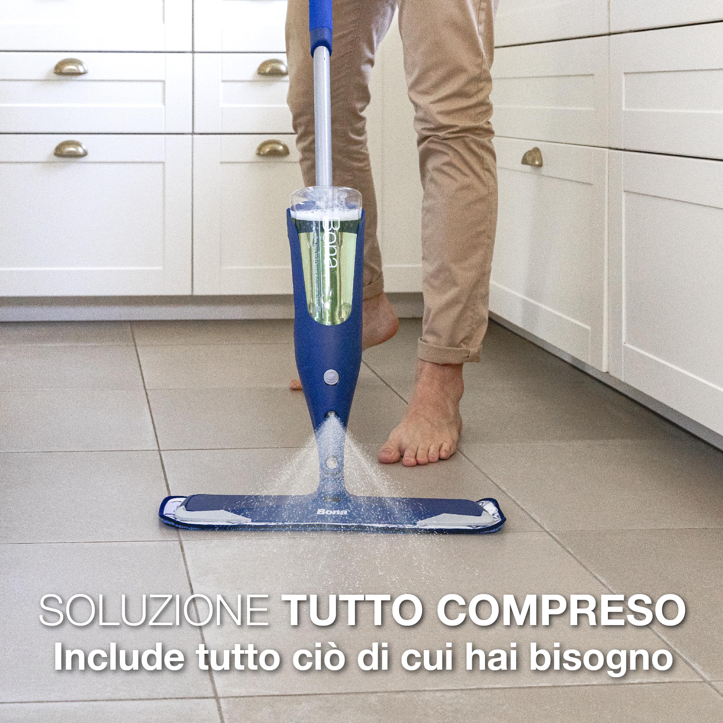 Bona spray mop premio per pietra, piastrelle e laminato, spray mop lavapavimenti, mocio spray, lavapavimenti spruzzo, set con cuscinetto di pulizia in microfibra extra, panno, spruzzare
