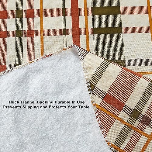 Miniatura 7 de Newbridge Mantel de vinilo con parte trasera de franela de vinilo para otoño y Acción de Gracias, color verde, óxido y marrón, fácil de limpiar, de