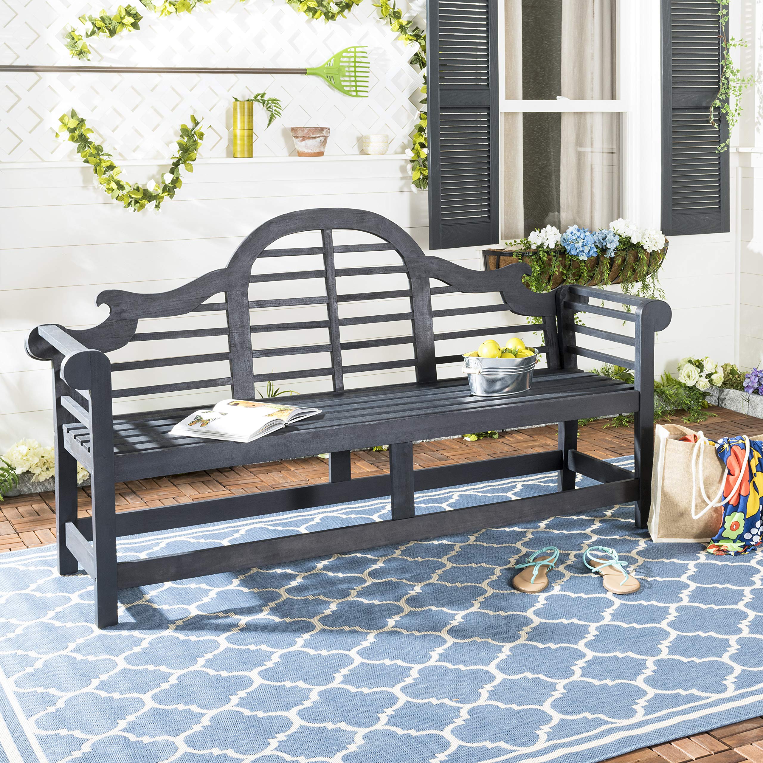 Photo 1 of **SEE NOTES**
Safavieh PAT6705K Outdoor Collection Khara Grey Bench, Dark Slate Gray