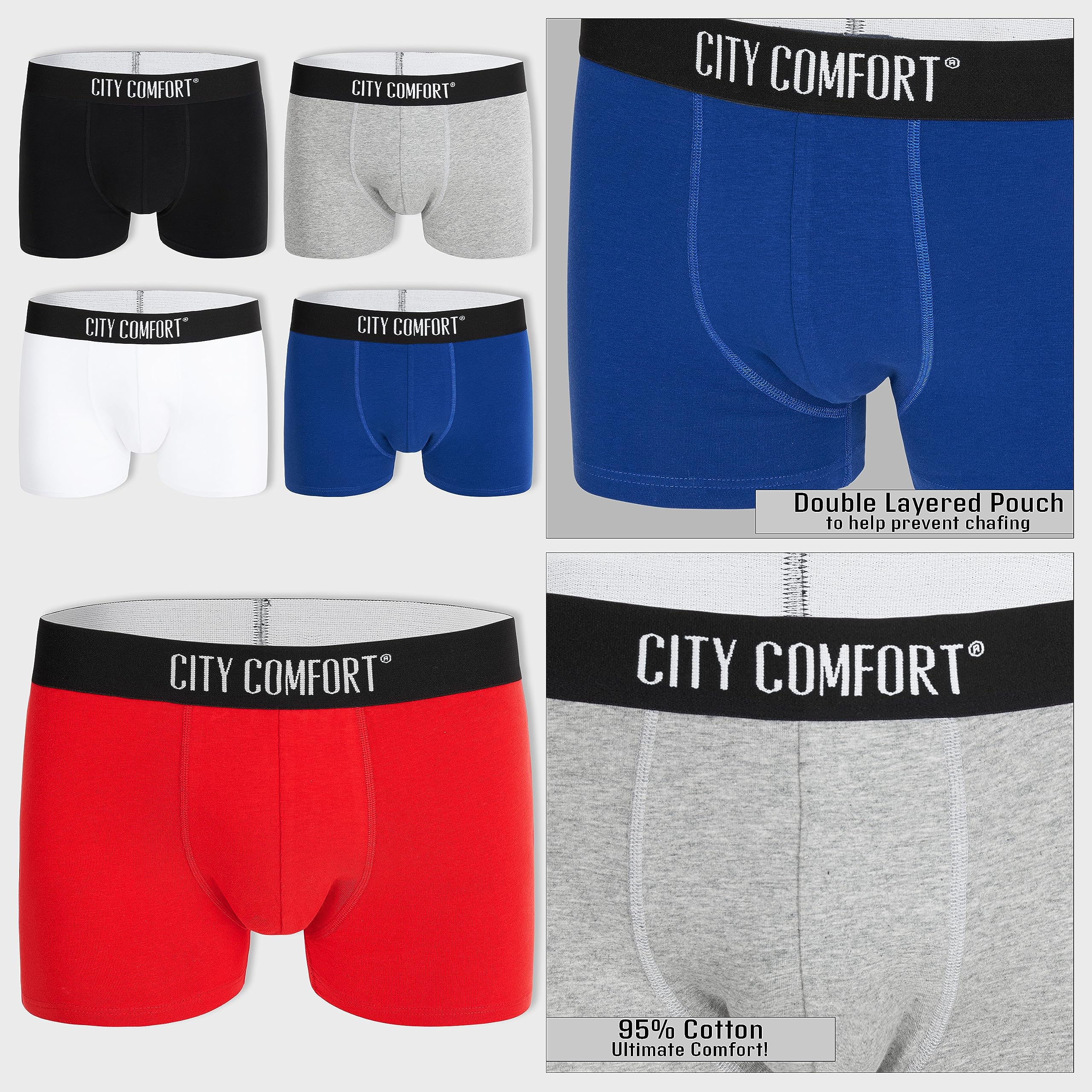 CityComfort Boxer Uomo - Mutande Uomo Pacco da 5/8 Boxer Uomo Cotone Elasticizzato Underwear Taglie Forti S-4XL Intimo Uomo Ragazzo Set Boxer Comodo e Traspirante Colori Assortiti