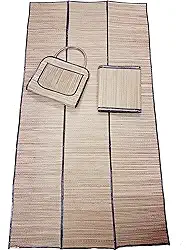 Bolsa Com Esteira De Praia De Palha Natural (Preto)