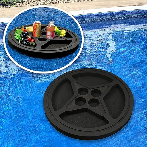 Polar Whale Brújula Portabebas flotante bandeja de refresco para piscina o playa partido flotador lounge durable espuma negra 8 compartimentos