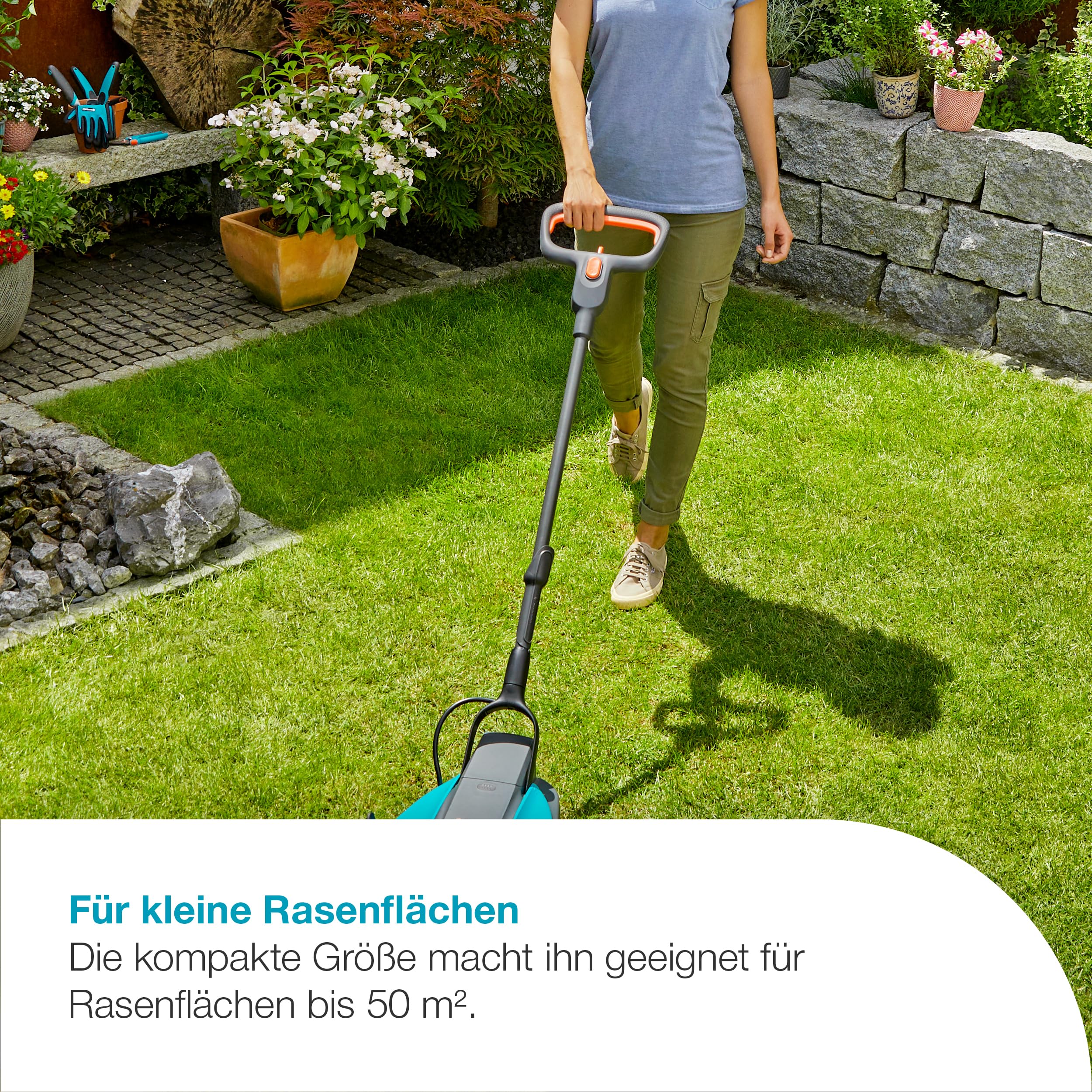 Gardena Akku-Rasenmäher HandyMower 22/18V P4A Solo: Kompakt, Leichtgewicht, Mulchmesser, Rasenflächen bis 50 m², Kabellos (14620-55)