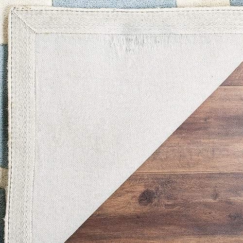 Miniatura 4 de SAFAVIEH Chatham Collection CHT730B - Alfombra de lana geométrica hecha a mano de 4 x 6 pies, color azul y marfil