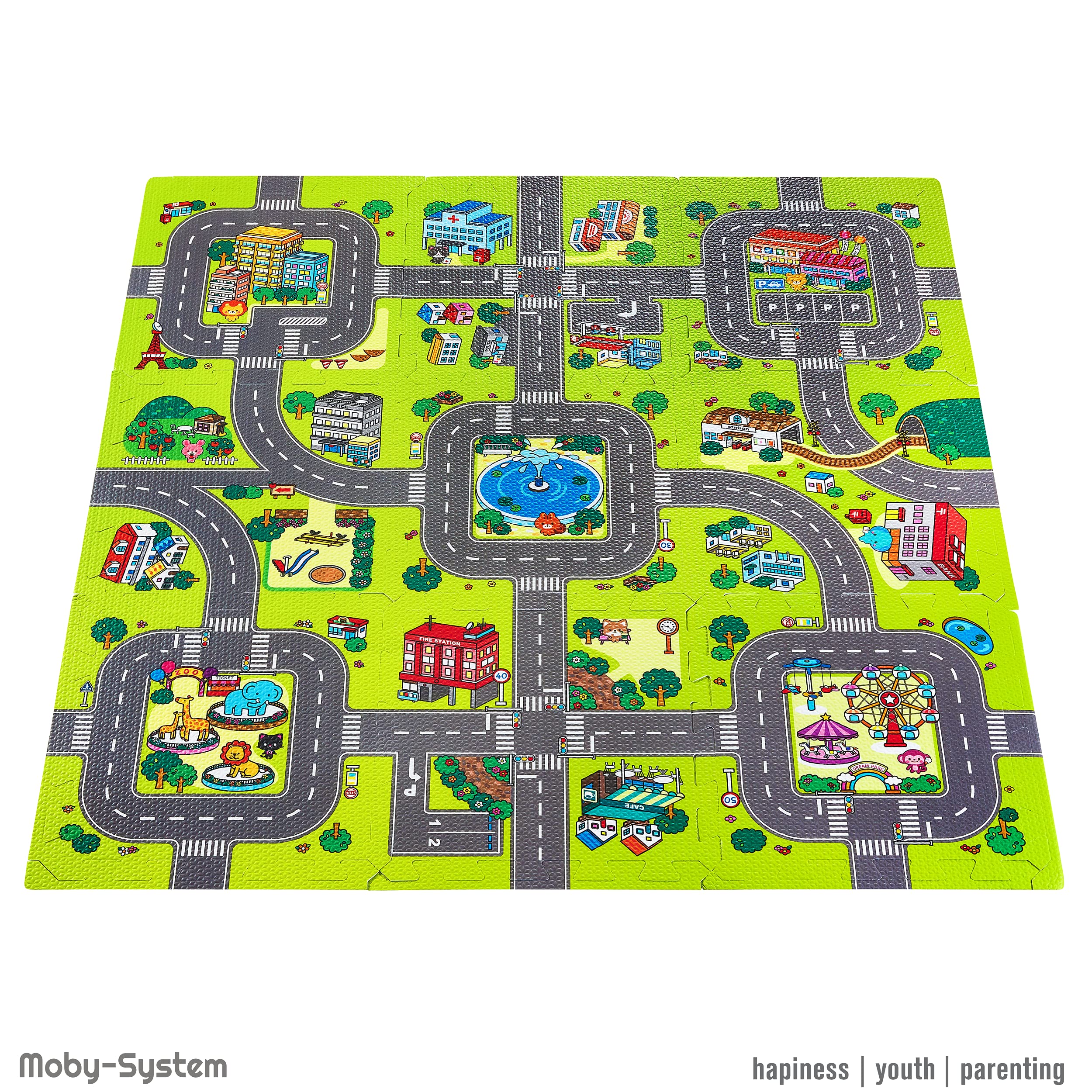 Moby-System Tappetino Puzzle per Bambini 90 x 90 x 1 cm - Inodore e Sicuro - Grande Tappetino da Gioco per Ragazzi e Ragazze - Senza Sostanze Tossiche