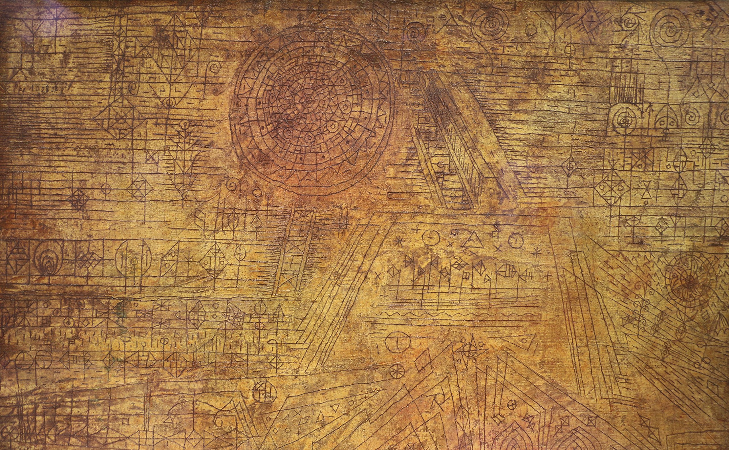 Paul Klee Freccia in Giardino 1929 poster grand format avec cadre marron