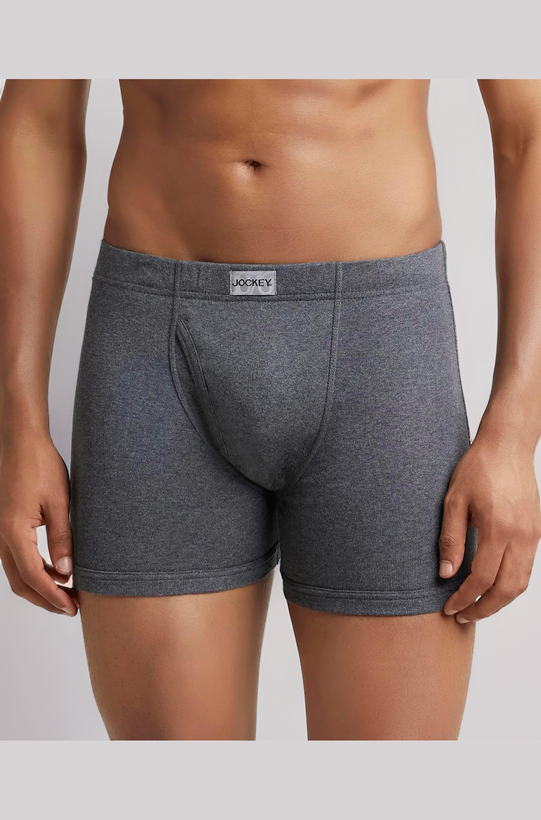 Jockey 8008 Men's Super Combed Cotton Rib Solid Boxer Brief with Ultrasoft Concealed Waistband (Pack of 2)