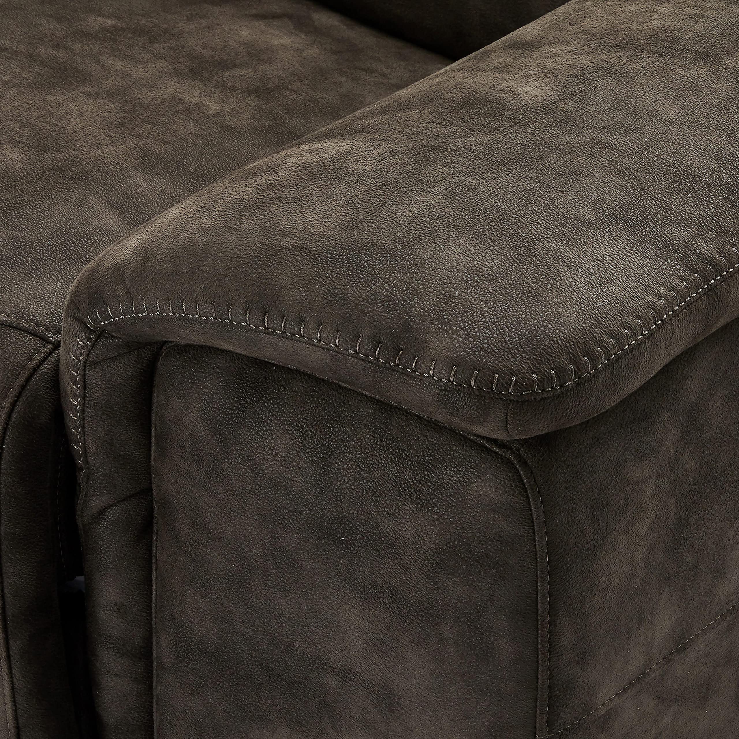 Ibbe Design Modul Sofa Braun Stoff 1 Sitzer mit Armlehne Rechts Elektrisch Verstellbar Relaxfunktion mit mit verstellbare Kopfstütze Alexa, 105x102x73 cm