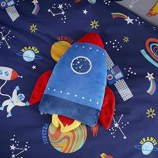 Catherine Lansfield Lost In Space Rocket Shaped Cushion Blue