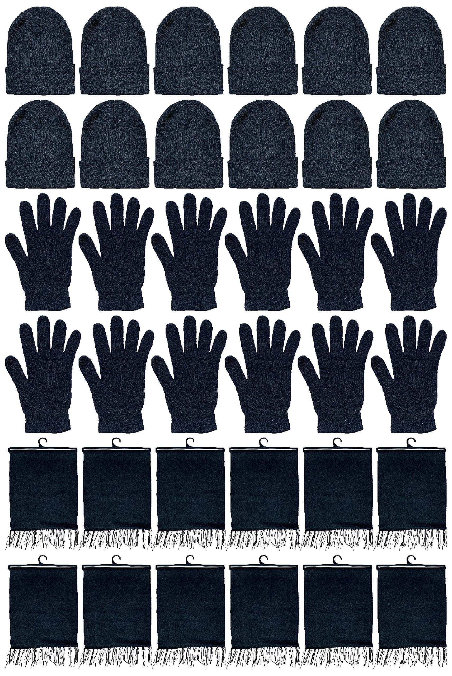 Yacht & Smith Wholesale Beanie and Glove Winter Bulk Kit, Kids Adults Bulk Sets, Homeless Donation Shelters