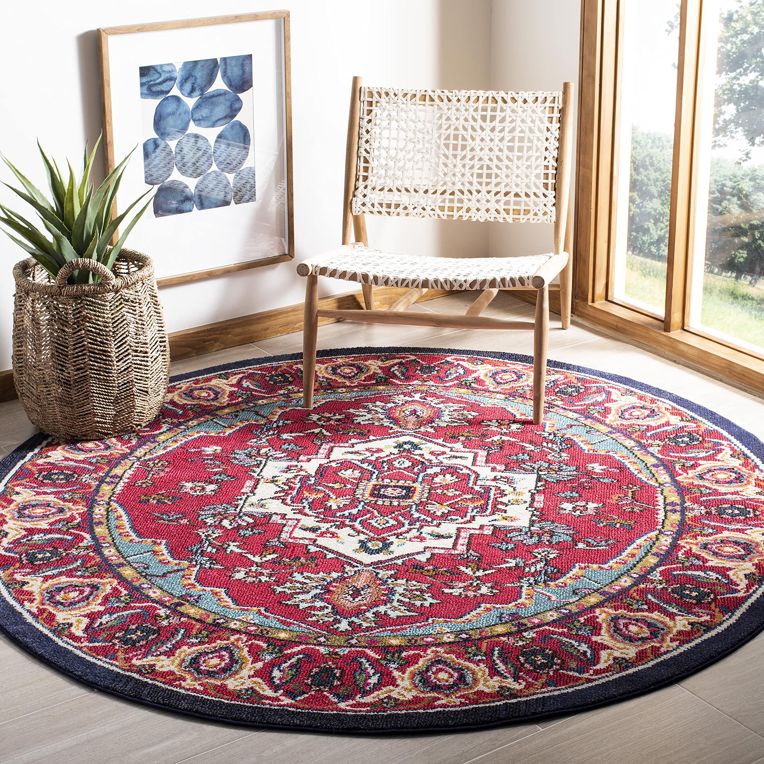 Tapis Monaco 122x122 cm Anti Taches Poil Court Salon Chambre