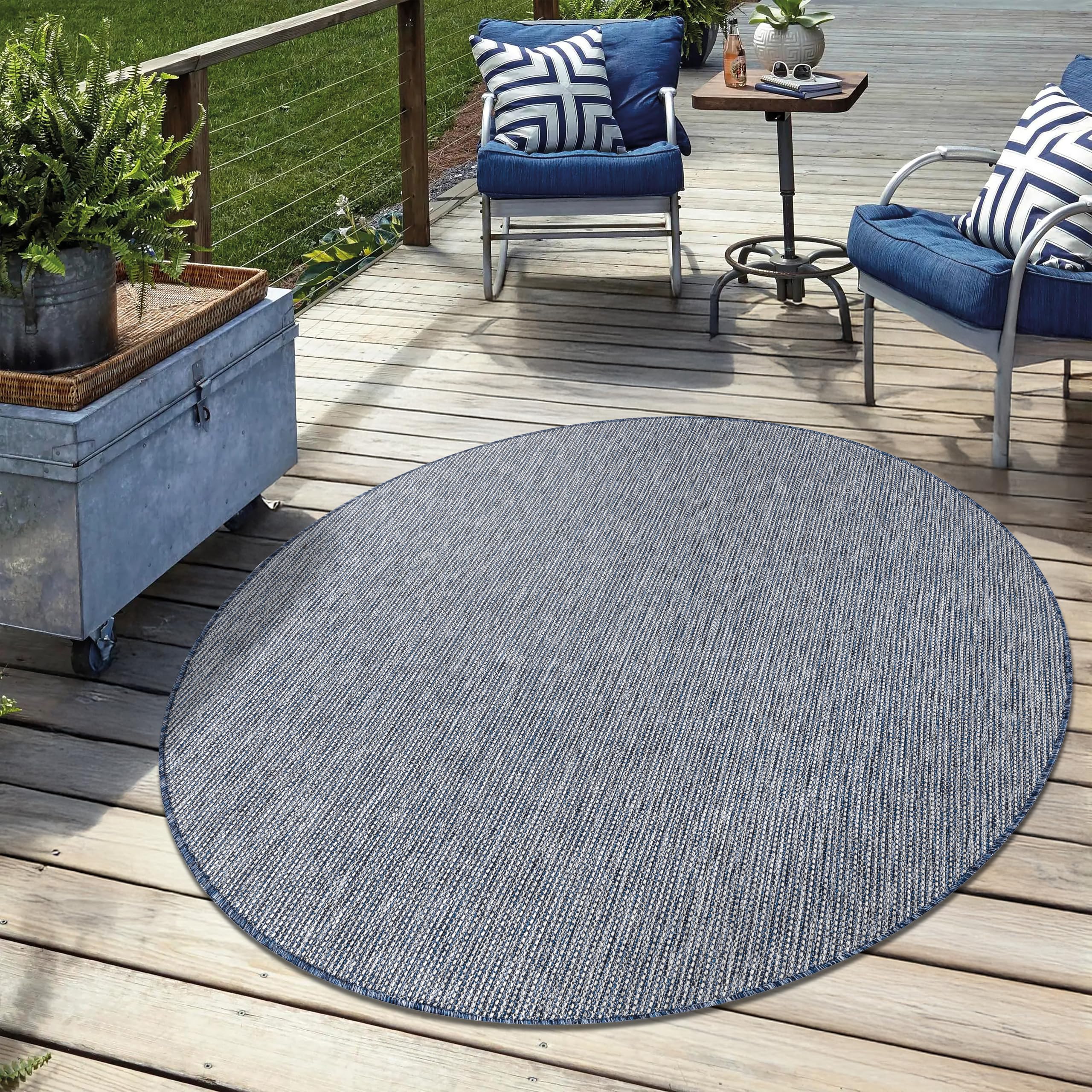 Keen Home Design Terrace Outdoor Round Rug - 8ft Round Washable Indoor/Outdoor Rug for Patio, Kitchen, Balcony, Beach, Garden, Deck and Porch, Size: