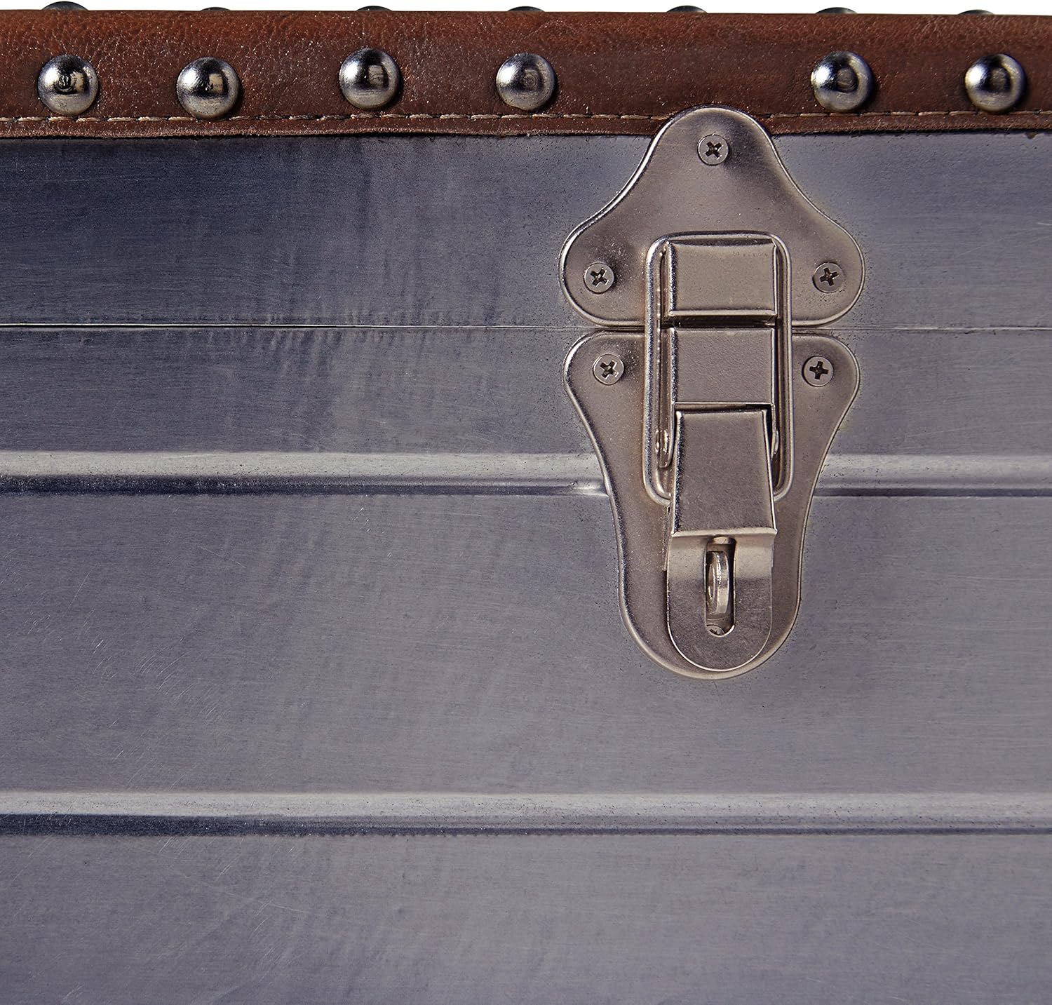  Brand – Stone & Beam Mid-Century Modern Storage Trunk with Leather Nailhead Trim - Set of 3, Silver : Home & Kitchen