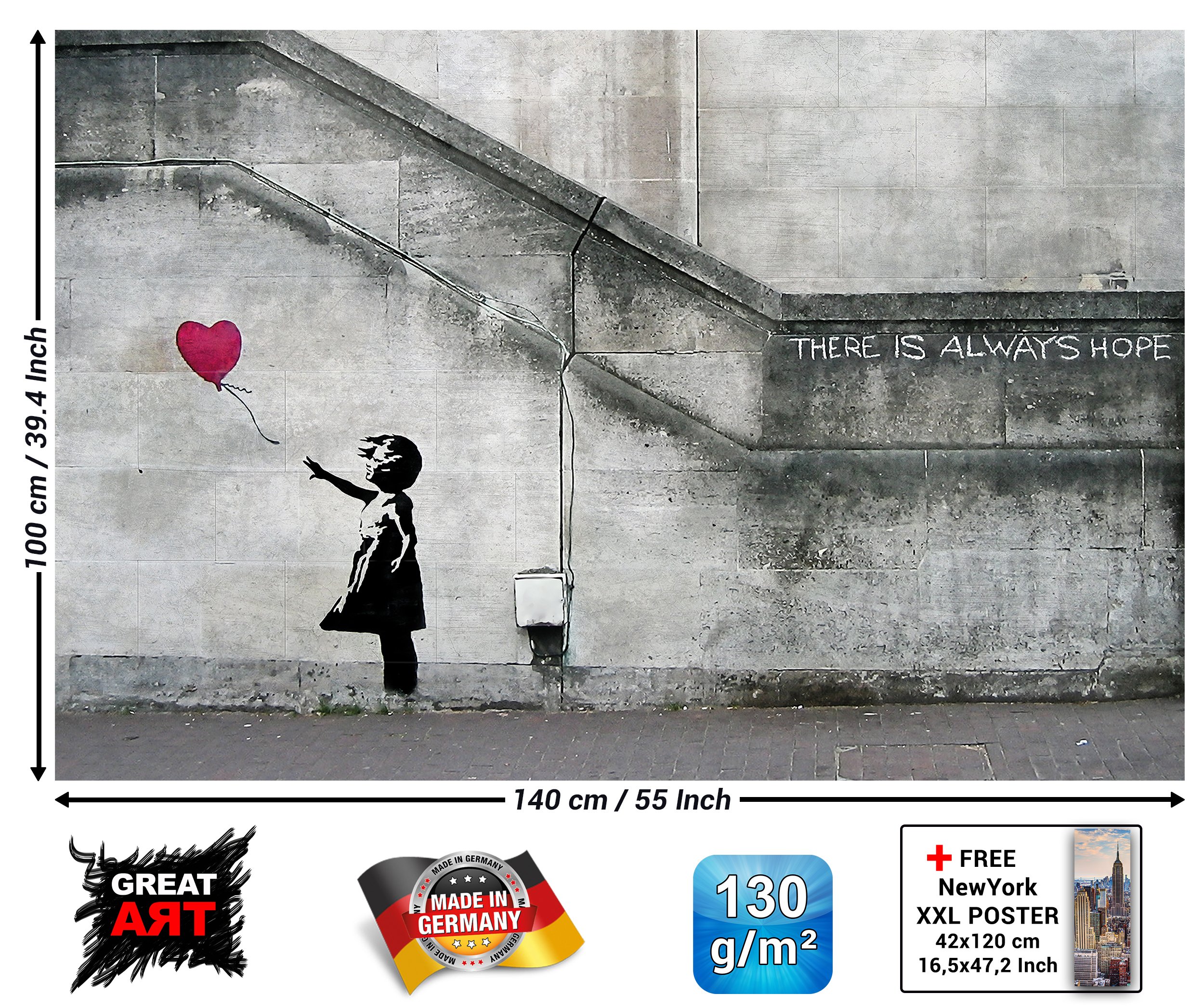 Amazon｜ポスター - バンクシーアートバルーンガール - 写真装飾アート