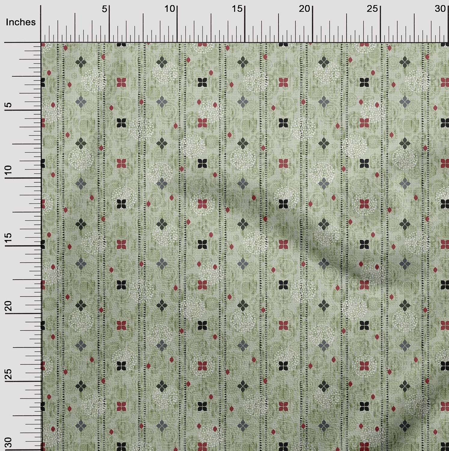 oneOone Cotton Flex Light Green Fabric Mandala Texture Dress Material Fabric Print Fabric by The Yard 40 Inch Wide