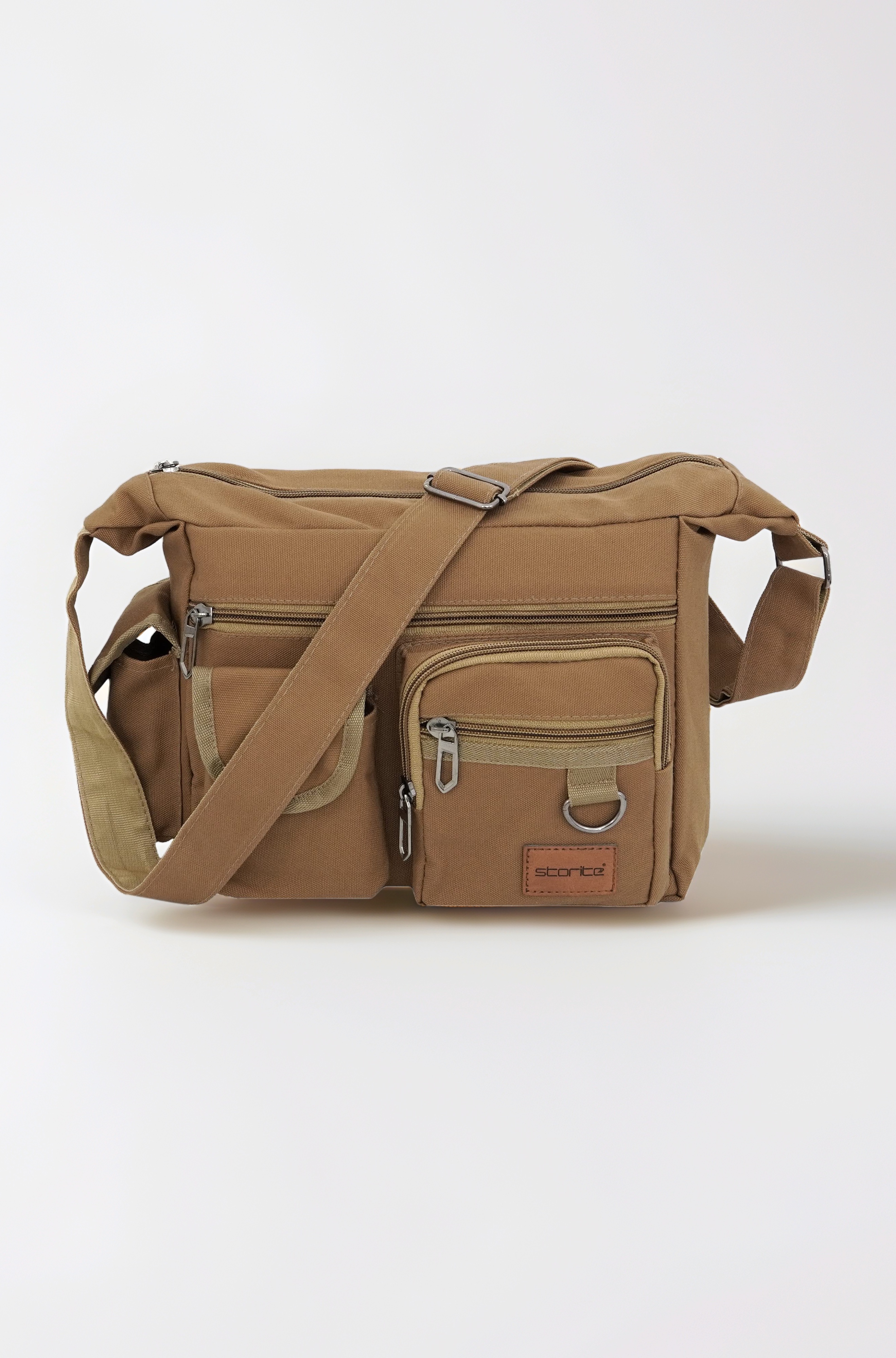 Stylish Small Size Canvas Sling Cross Body Travel Bag for Men Women (29x11.5x22.5cm, Brown)