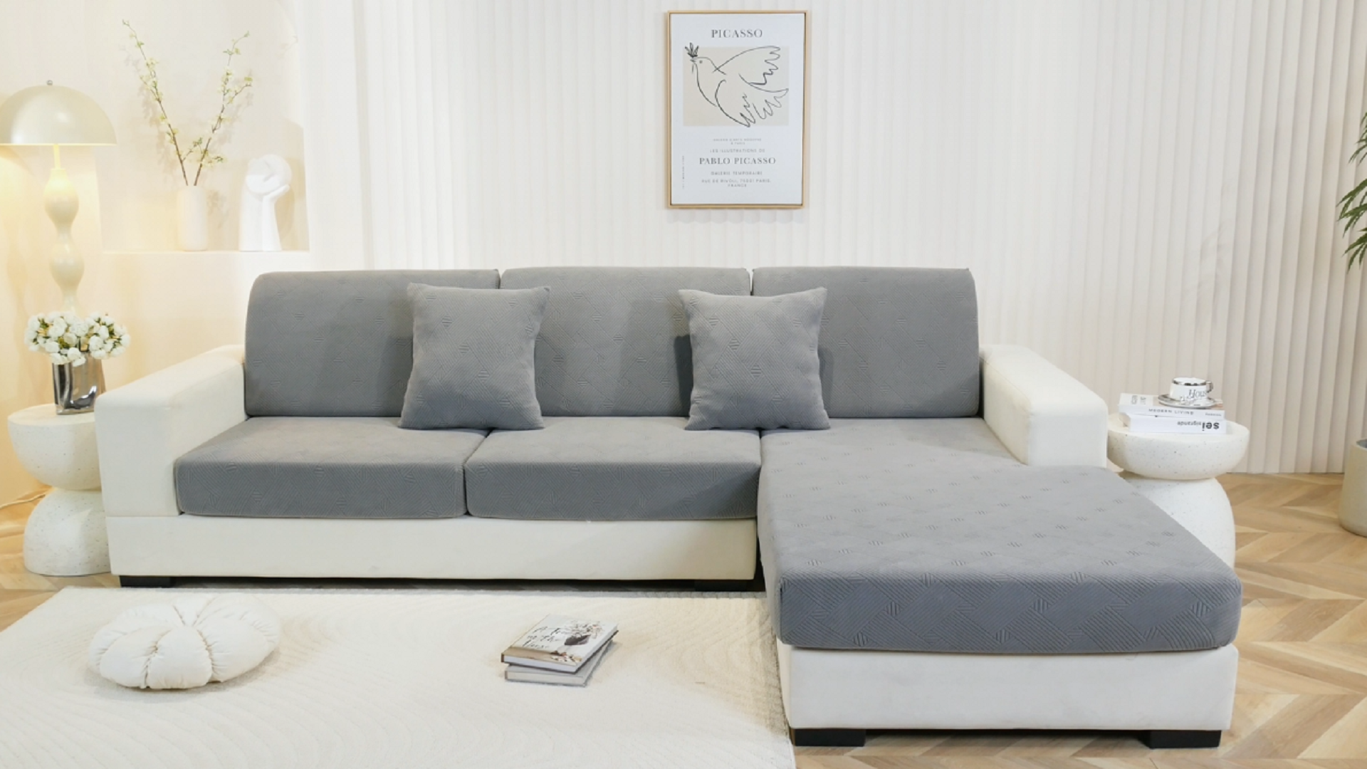 YSTELLAA Housse Coussin Canapé Extensible Antidérapante Beige 1 Place X2 - Protection Meubles