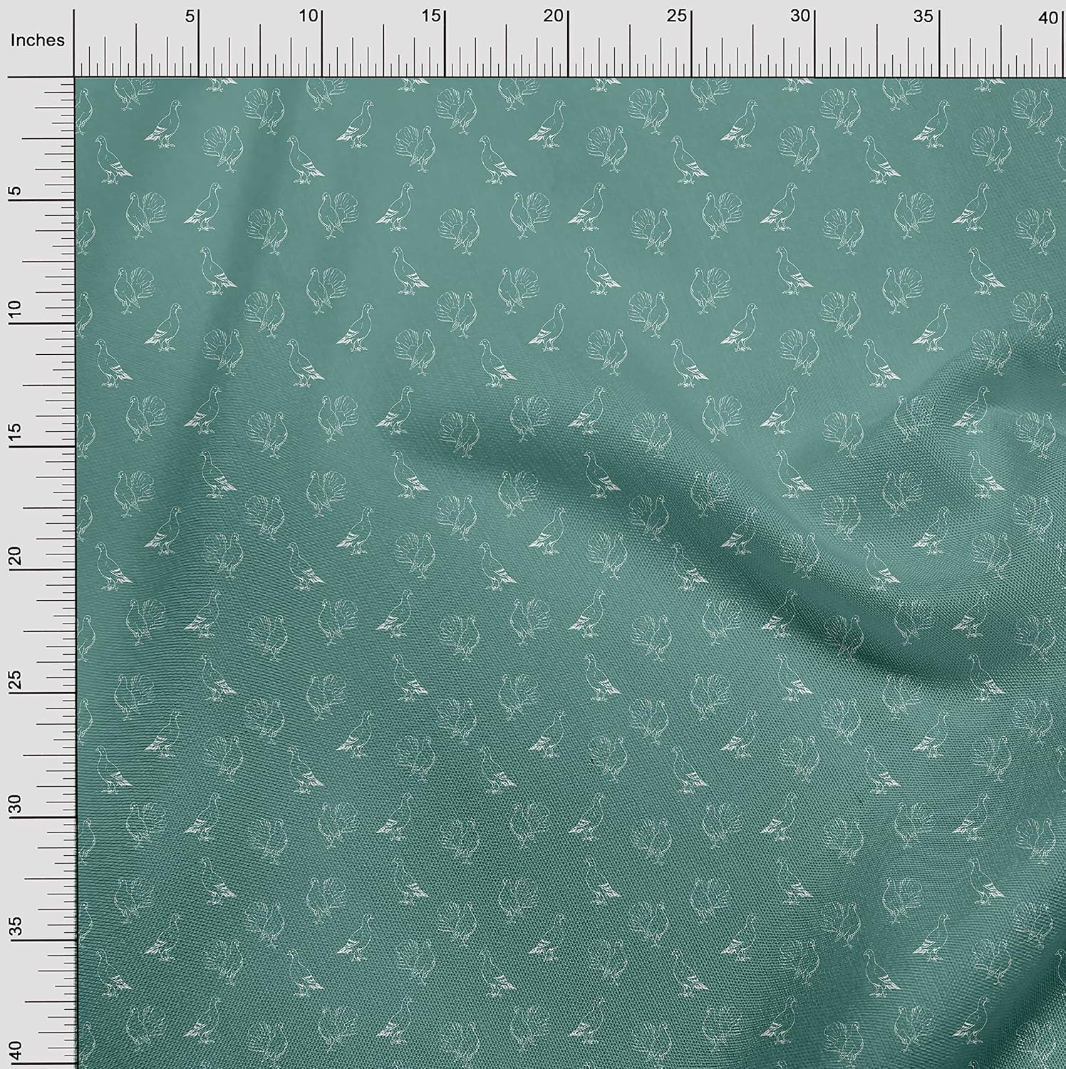 oneOone Polyester Spandex Dusty Teal Green Fabric Pigeon Bird DIY Clothing Quilting Fabric Print Fabric by Yard 56 Inch Wide