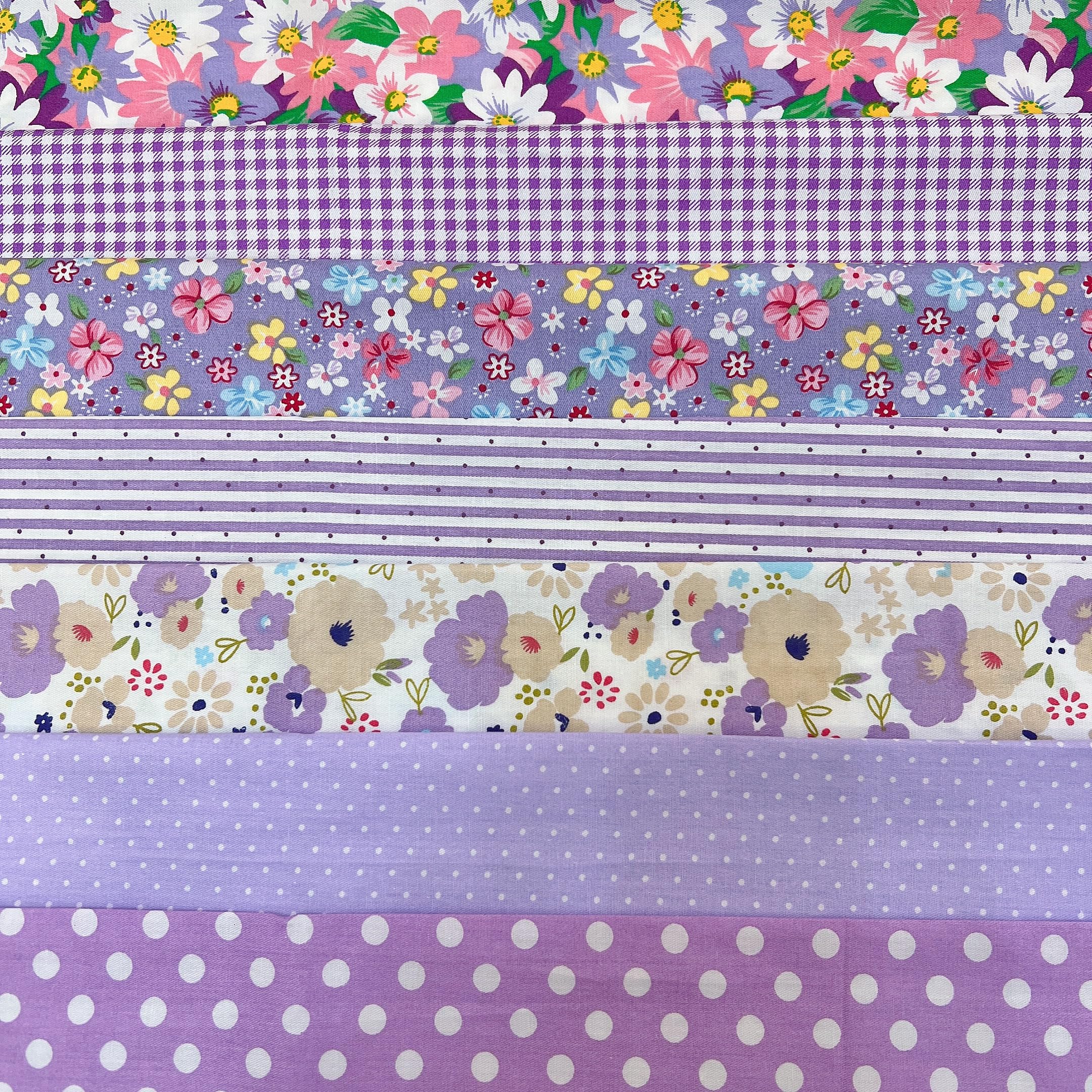Cotton Fabric DIY Making Supplies Quilting Patchwork Fabric Fat Quarter Bundles DIY for Quilting Cotton Patchwork Cushions (Purple Flowers, 9.8" x 9.8")